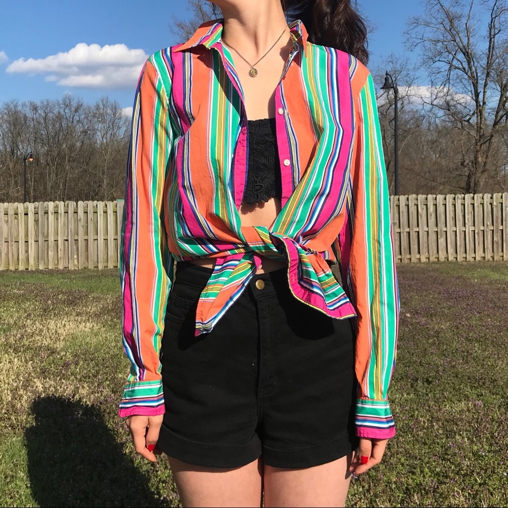 Vintage Multicolor Striped Button Down Shirt